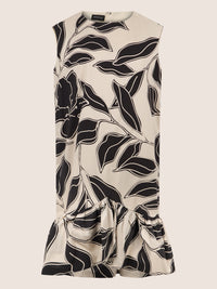 APART Ärmelloses Volantkleid mit Print | beige-schwarz