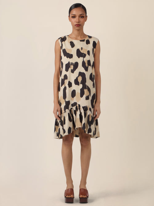 APART Kurzes Volantkleid mit Allover-Print | beige-multicolor image 1