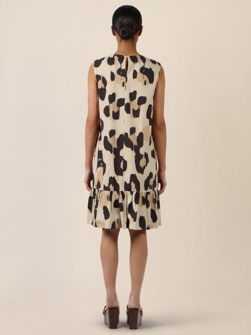 APART Kurzes Volantkleid mit Allover-Print | beige-multicolor image 1