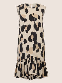 APART Kurzes Volantkleid mit Allover-Print | beige-multicolor
