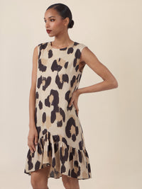 APART Kurzes Volantkleid mit Allover-Print | beige-multicolor