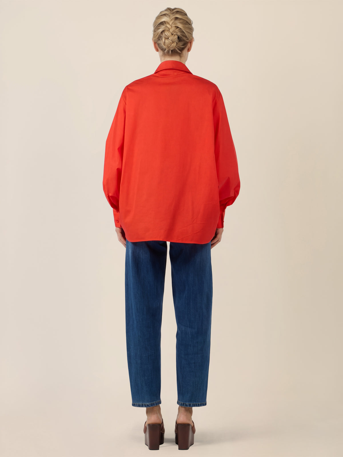 APART Oversize-Bluse mit Ballonärmeln und Hemdkragen | orange