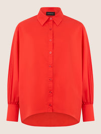 APART Oversize-Bluse mit Ballonärmeln und Hemdkragen | orange