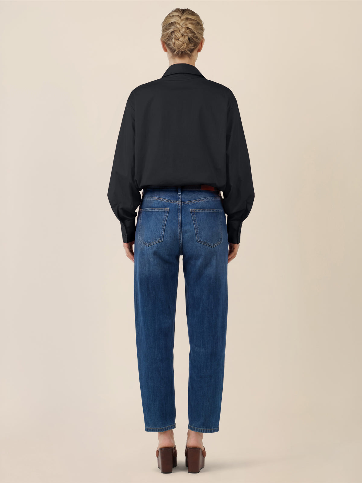 APART Oversize-Bluse mit Ballonärmeln und Hemdkragen | schwarz