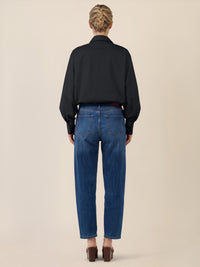 APART Oversize-Bluse mit Ballonärmeln und Hemdkragen | schwarz