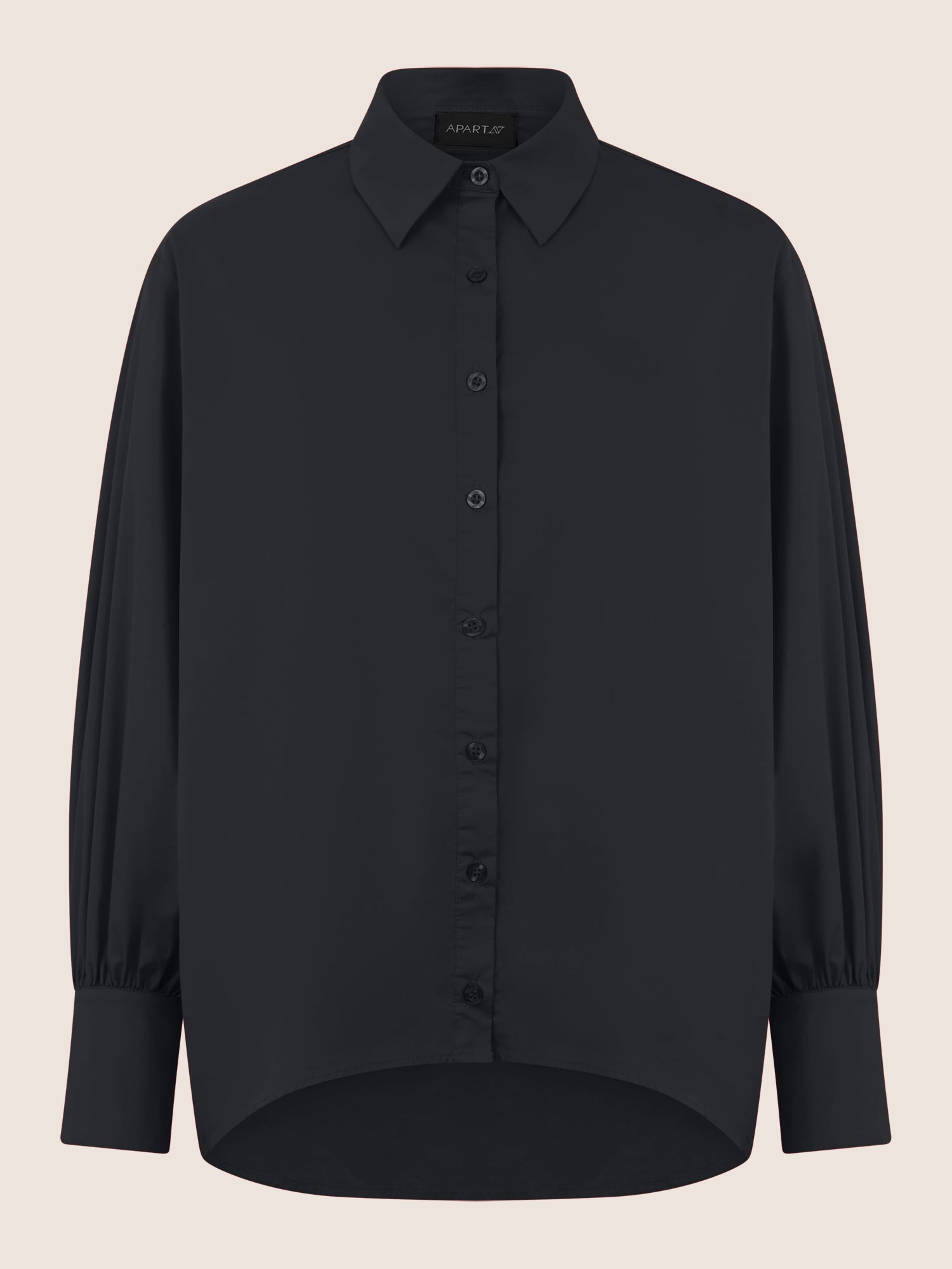 APART Oversize-Bluse mit Ballonärmeln und Hemdkragen | schwarz