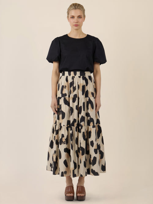 APART Stufenrock mit abstraktem Animalprint | beige-multicolor image 1