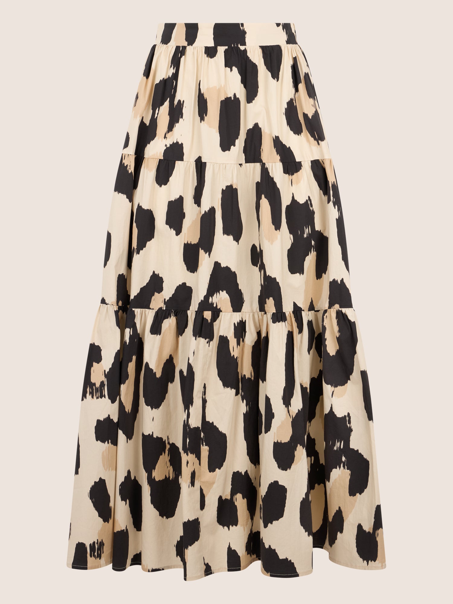 APART Stufenrock mit abstraktem Animalprint | beige-multicolor