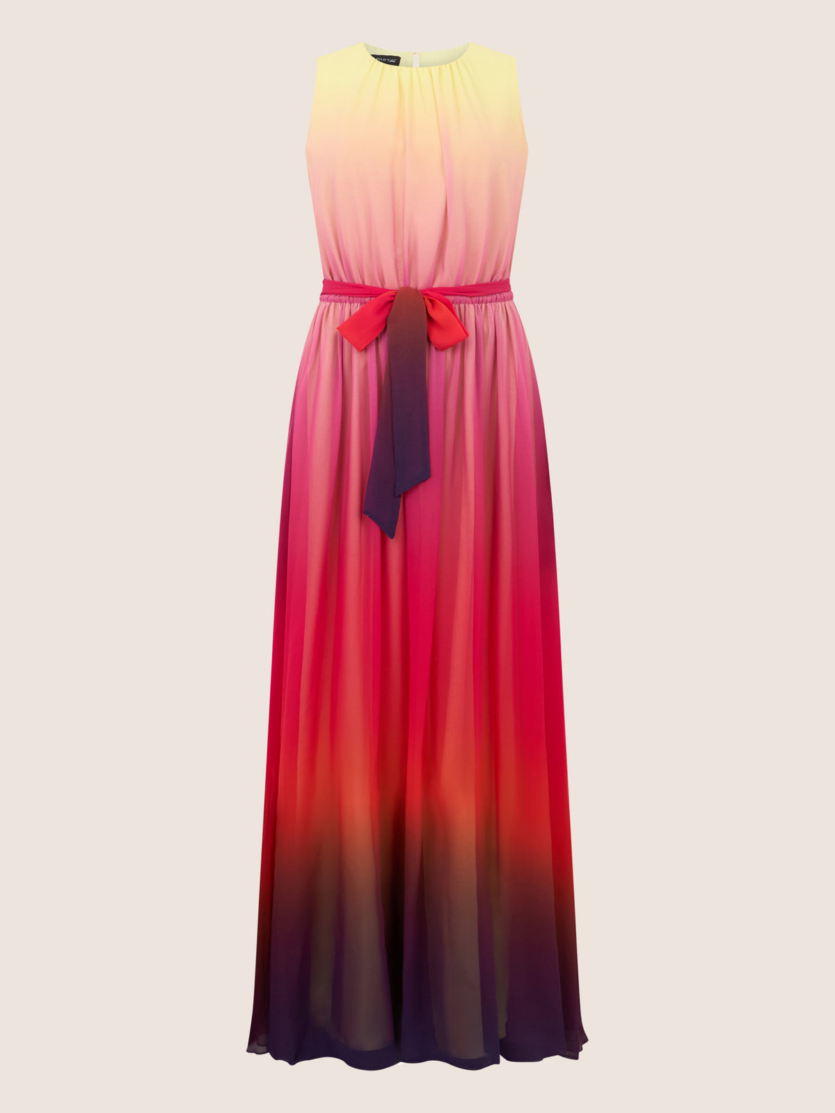 APART Chiffonkleid mit Farbverlauf und Taillenband | gelb-multicolor