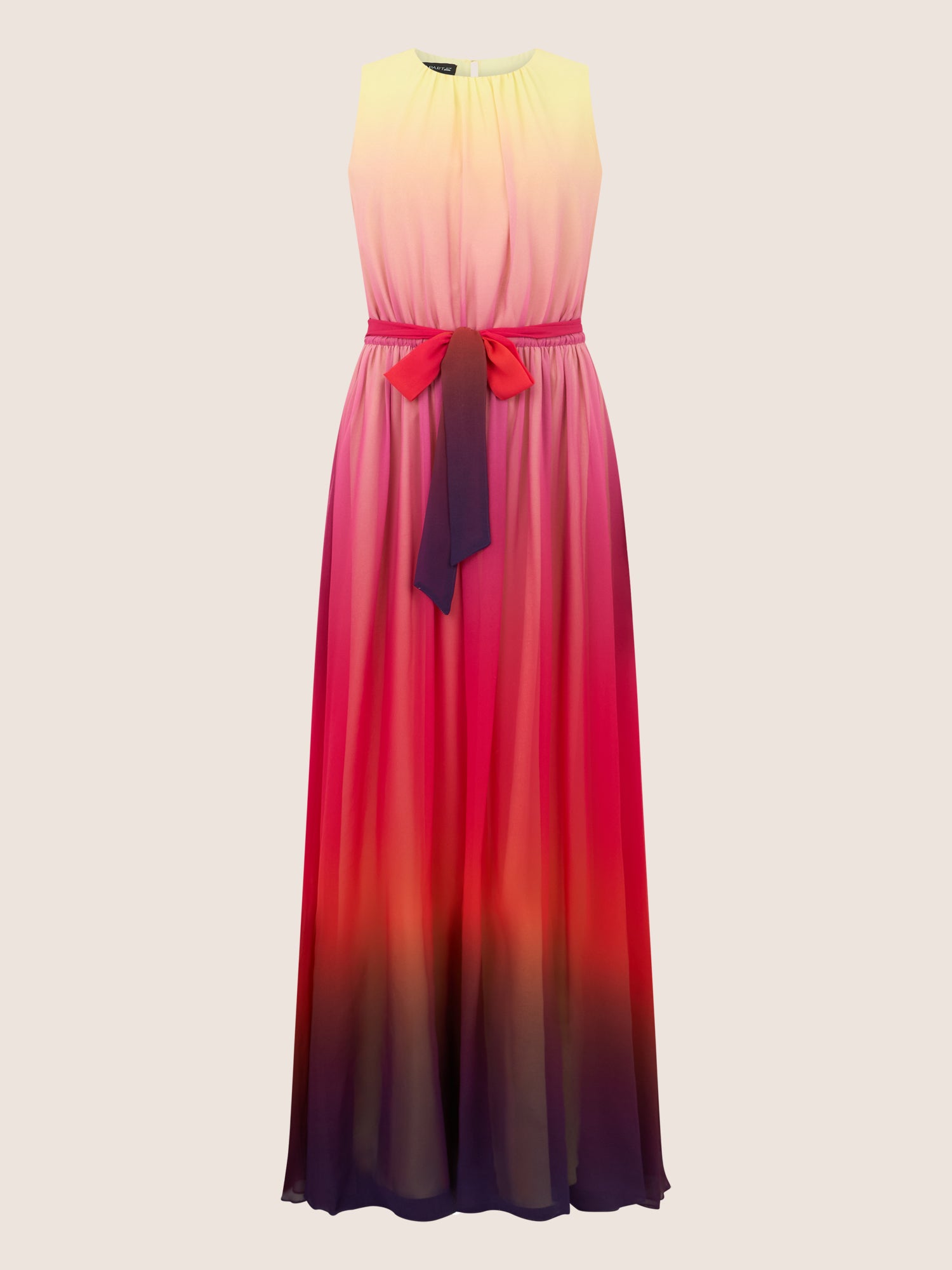 APART Chiffonkleid mit Farbverlauf und Taillenband | gelb-multicolor