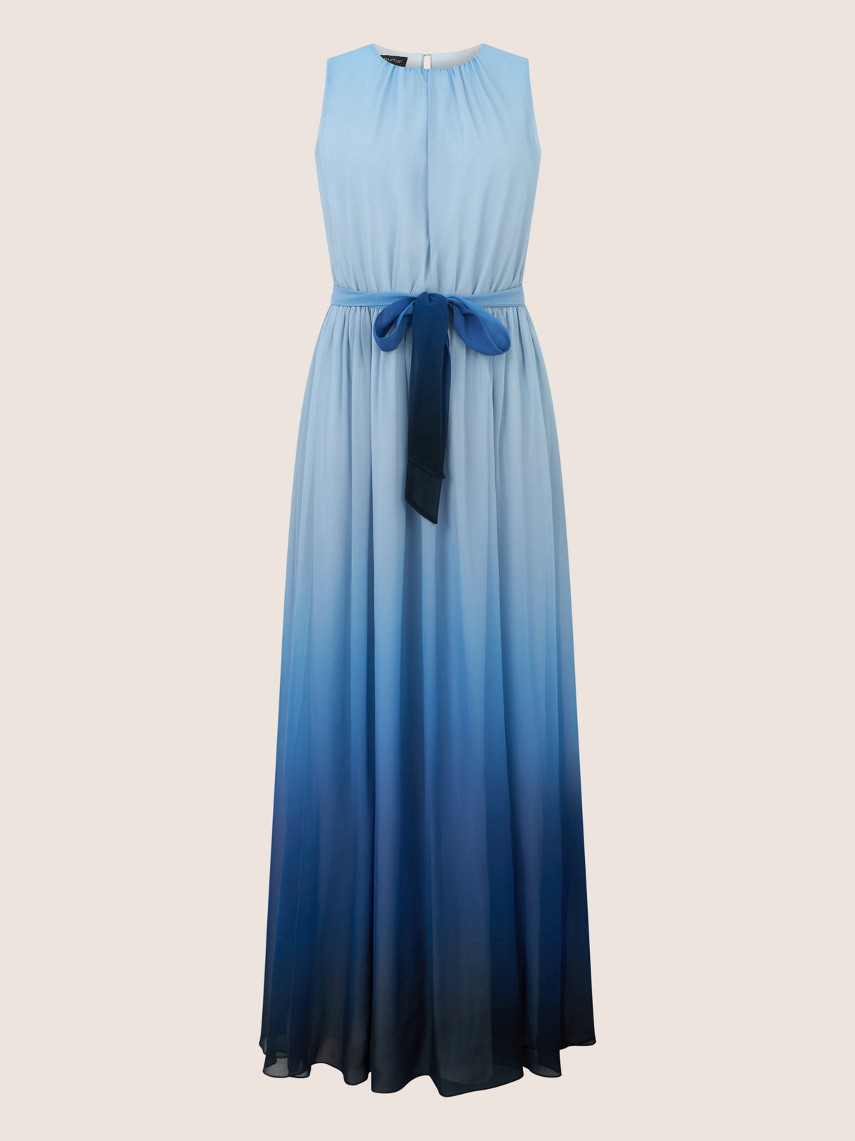 APART Chiffonkleid mit Farbverlauf und Taillenband | hellblau-multicolor