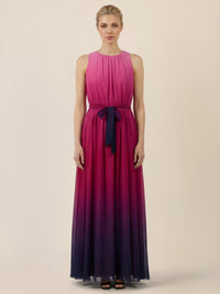 APART Chiffonkleid mit Farbverlauf und Taillenband | pink-multicolor