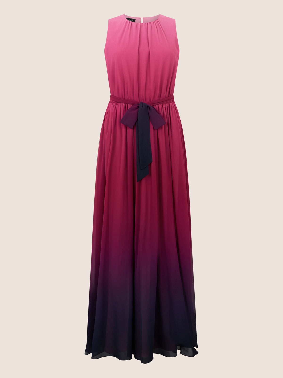 APART Chiffonkleid mit Farbverlauf und Taillenband | pink-multicolor
