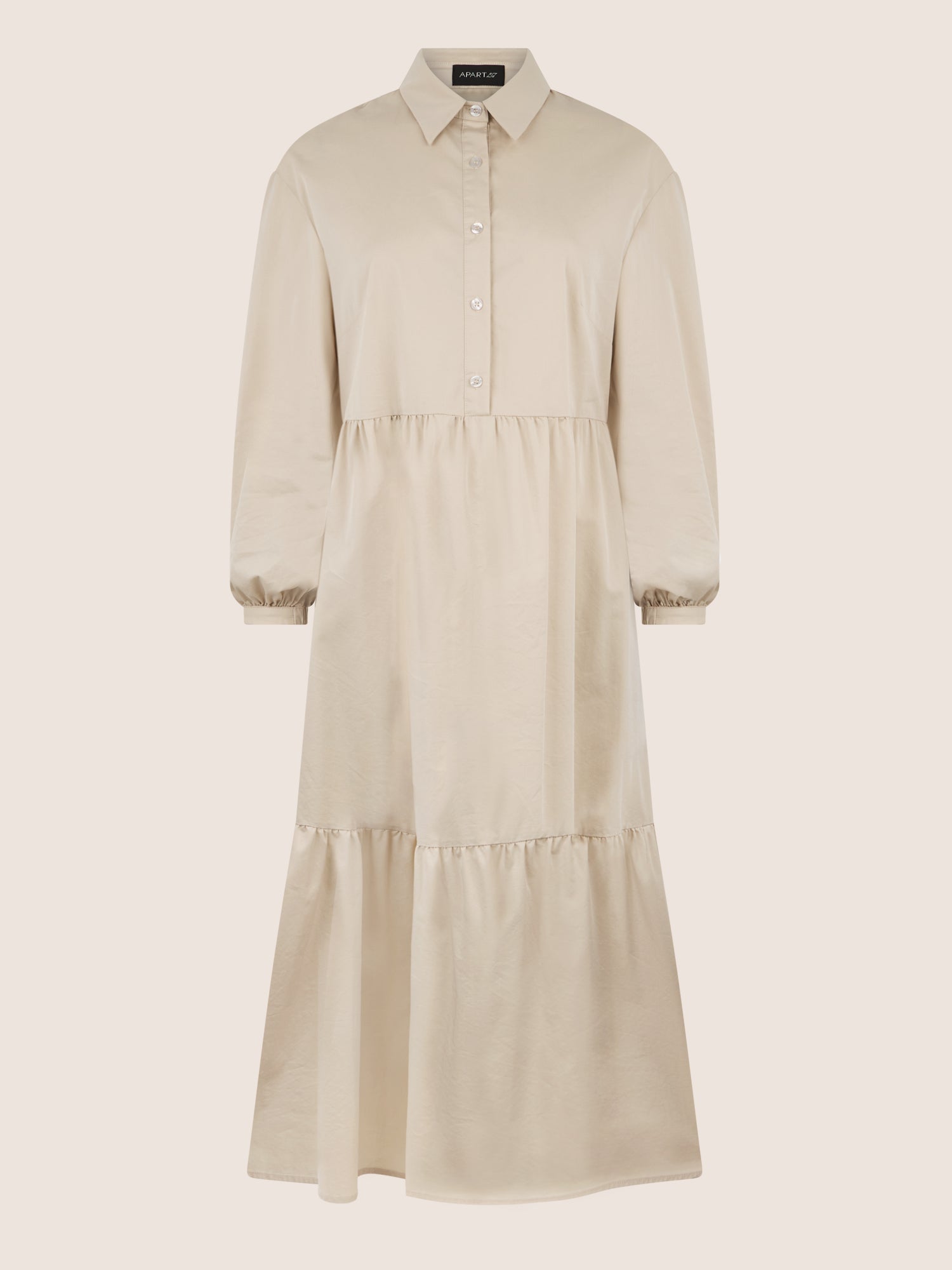 APART Popeline-Midikleid mit Hemdkragen | beige