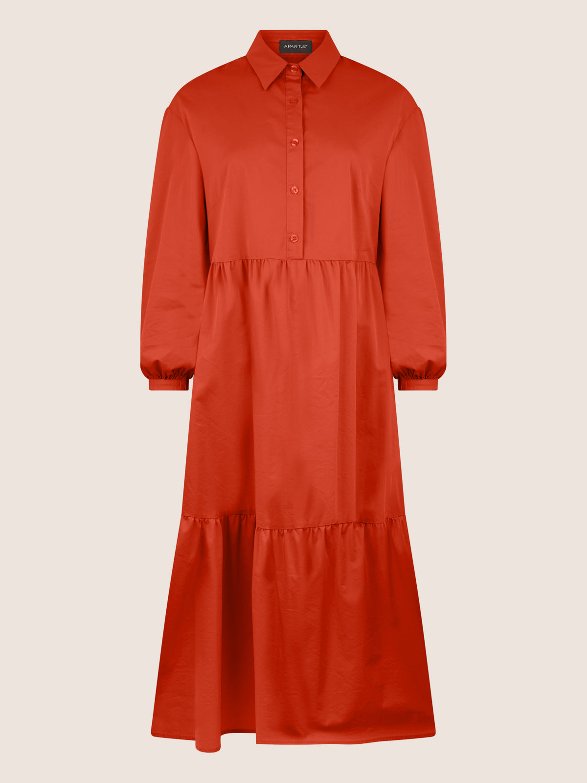 APART Popeline-Midikleid mit Hemdkragen | orange
