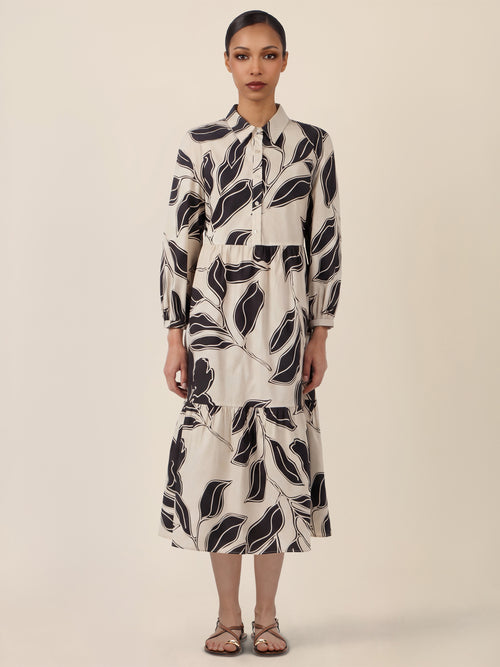 APART Hemdkleid mit grafischem Print und Volants | beige-schwarz image 1