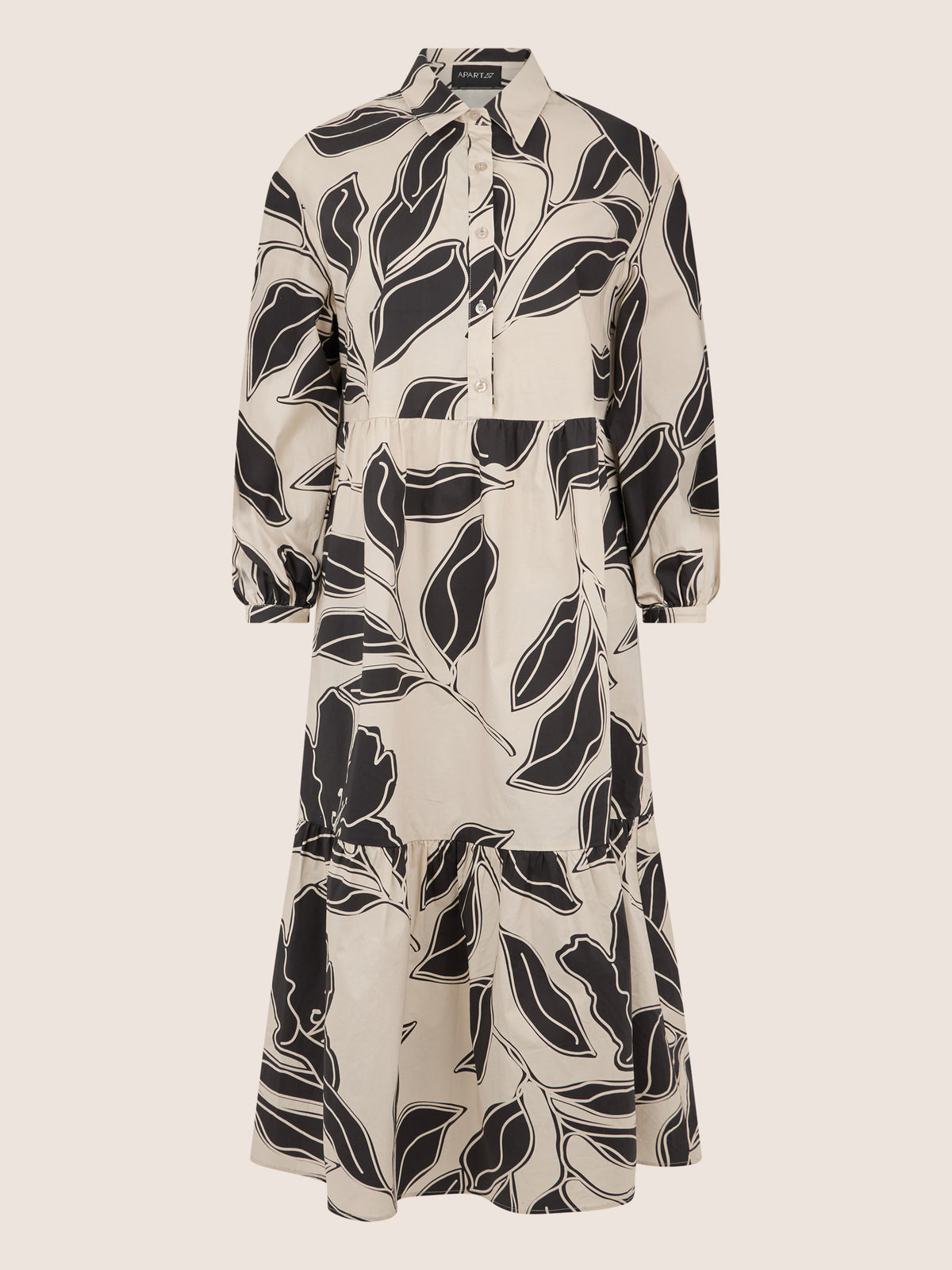 APART Hemdkleid mit grafischem Print und Volants | beige-schwarz