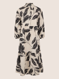 APART Hemdkleid mit grafischem Print und Volants | beige-schwarz