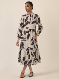 APART Hemdkleid mit grafischem Print und Volants | beige-schwarz