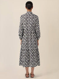 APART Hemdkleid mit Stufenrock und Print | schwarz-creme