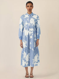 APART Hemdblusenkleid mit floralem Allover-Print | hellblau-creme