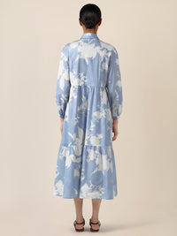 APART Hemdblusenkleid mit floralem Allover-Print | hellblau-creme