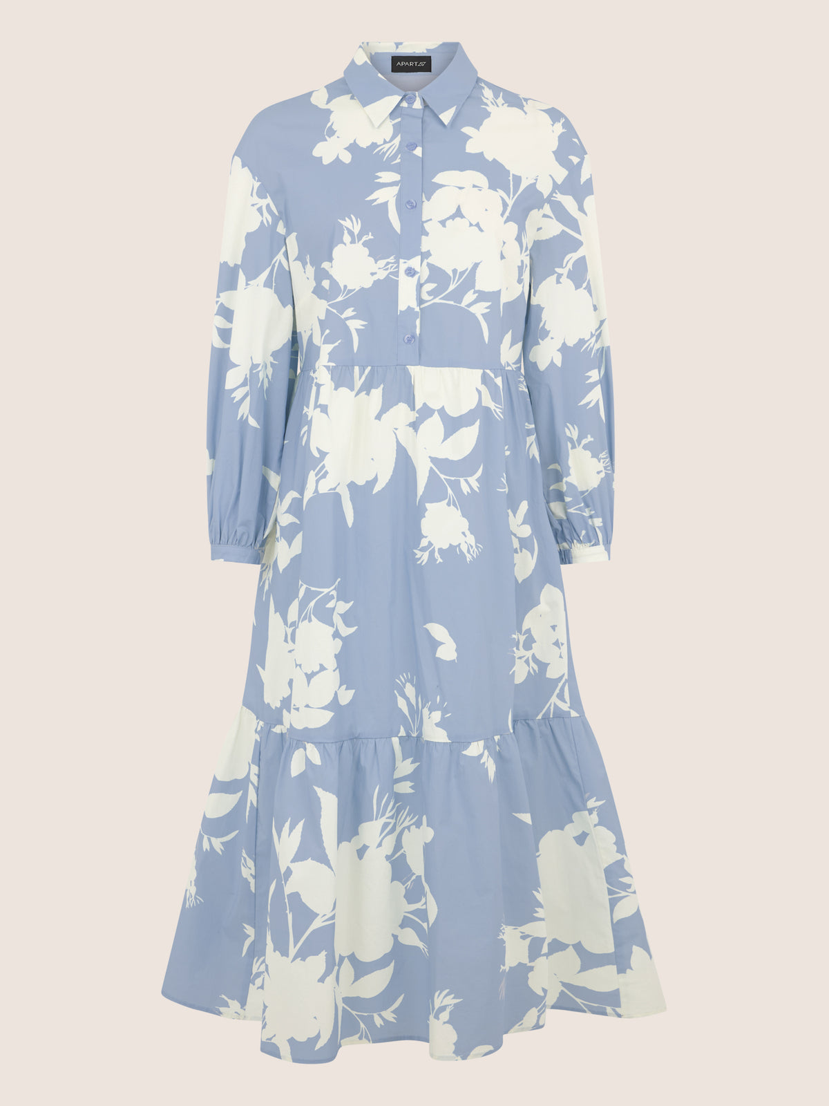 APART Hemdblusenkleid mit floralem Allover-Print | hellblau-creme