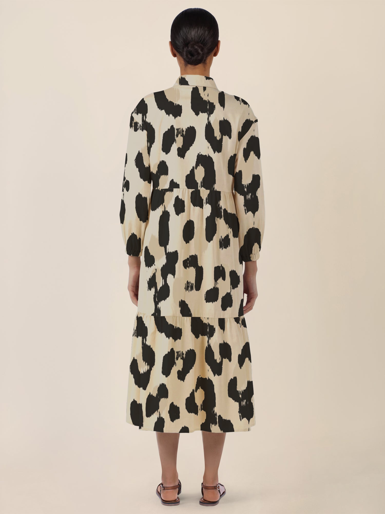 APART Locker geschnittenes Kleid mit Animalprint | beige-mehrfarbig