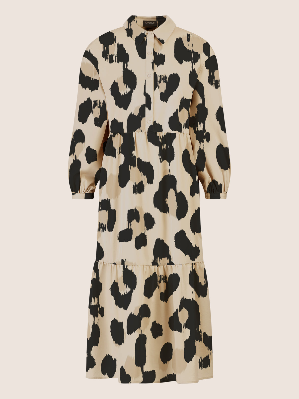 APART Locker geschnittenes Kleid mit Animalprint | beige-mehrfarbig