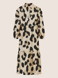APART Locker geschnittenes Kleid mit Animalprint | beige-mehrfarbig
