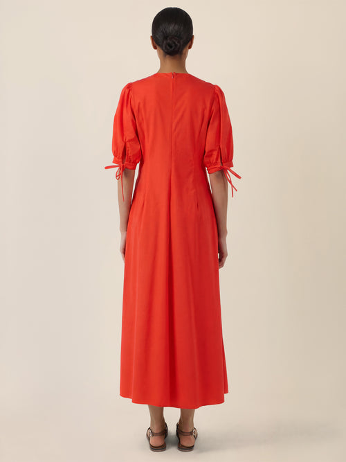 APART Kleid mit Puffärmeln und V-Ausschnitt | orange image 1