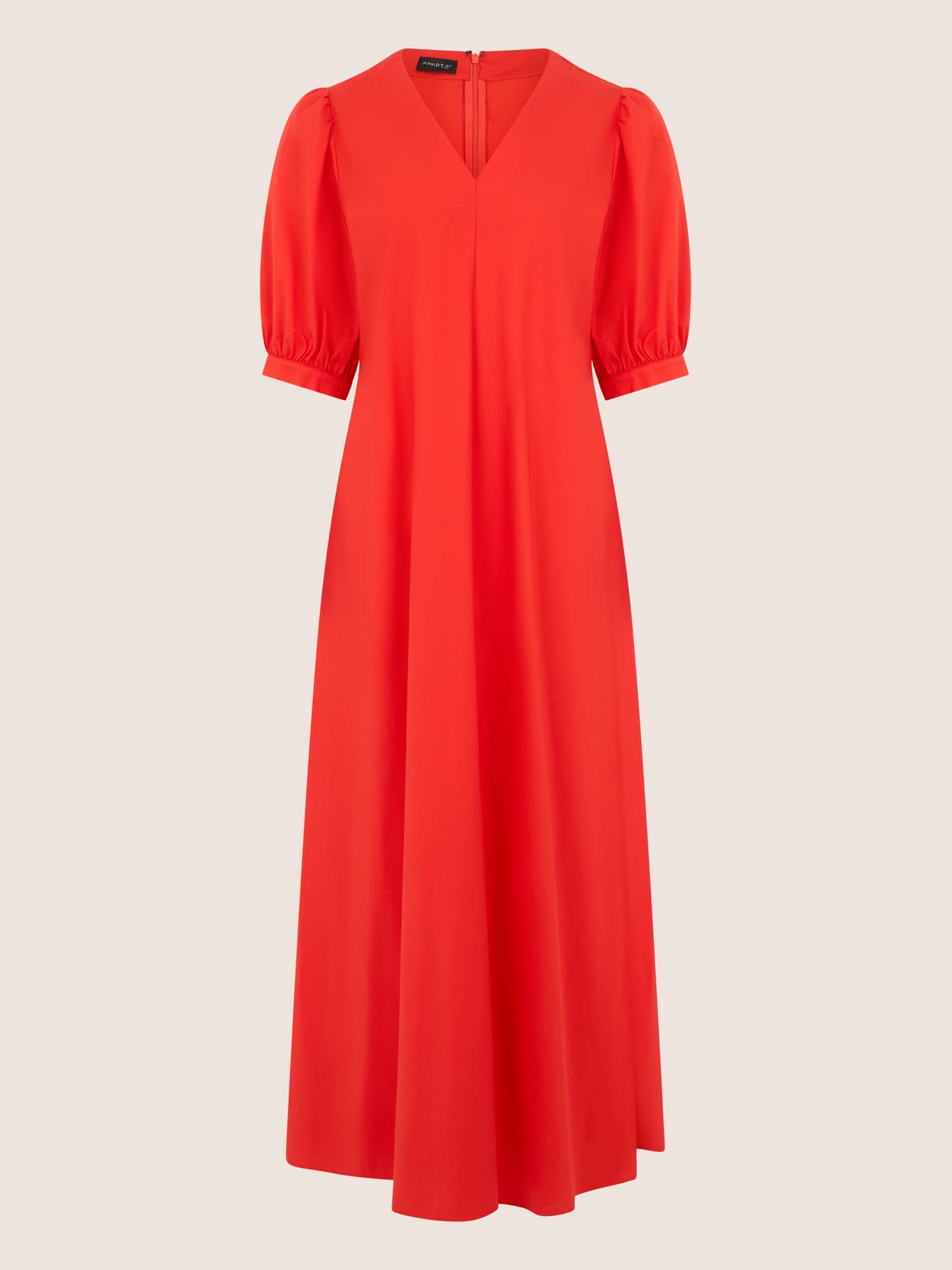 APART Kleid mit Puffärmeln und V-Ausschnitt | orange