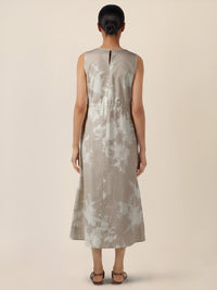 APART Ärmelloses Midikleid mit floralem Schimmer | beige-creme