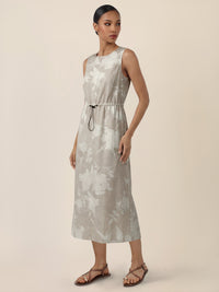 APART Ärmelloses Midikleid mit floralem Schimmer | beige-creme