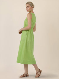 APART Ärmelloses Kleid mit Kordelzug-Taille | apfelgrün