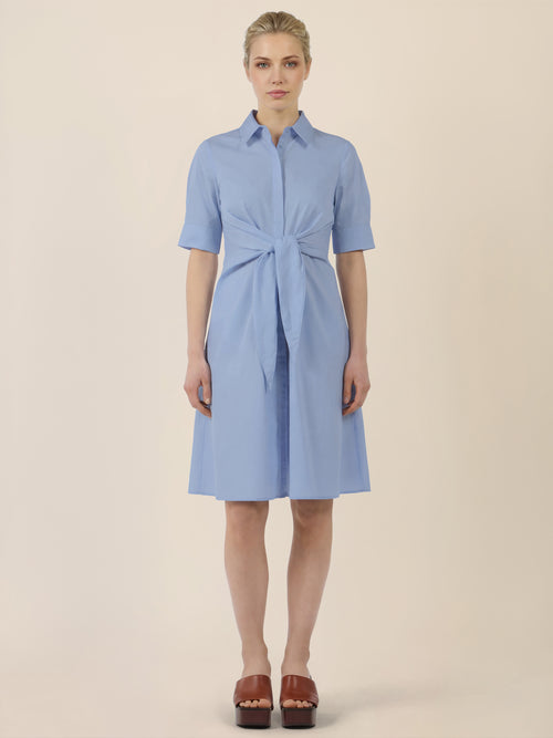 APART Kleid mit Bindegürtel und Hemdblusenkragen | hellblau image 1