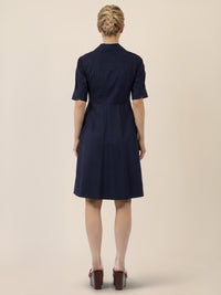 APART Kleid mit Bindegürtel und Hemdblusenkragen | nachtblau