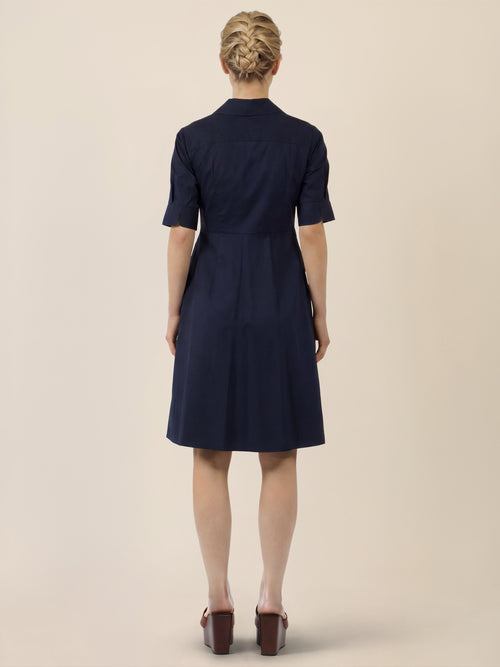 APART Kleid mit Bindegürtel und Hemdblusenkragen | nachtblau image 1