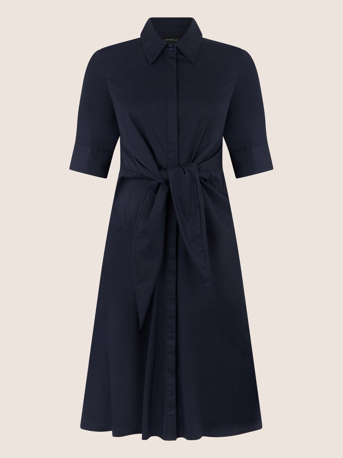 APART Kleid mit Bindegürtel und Hemdblusenkragen | nachtblau