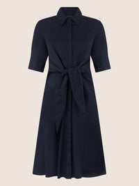 APART Kleid mit Bindegürtel und Hemdblusenkragen | nachtblau