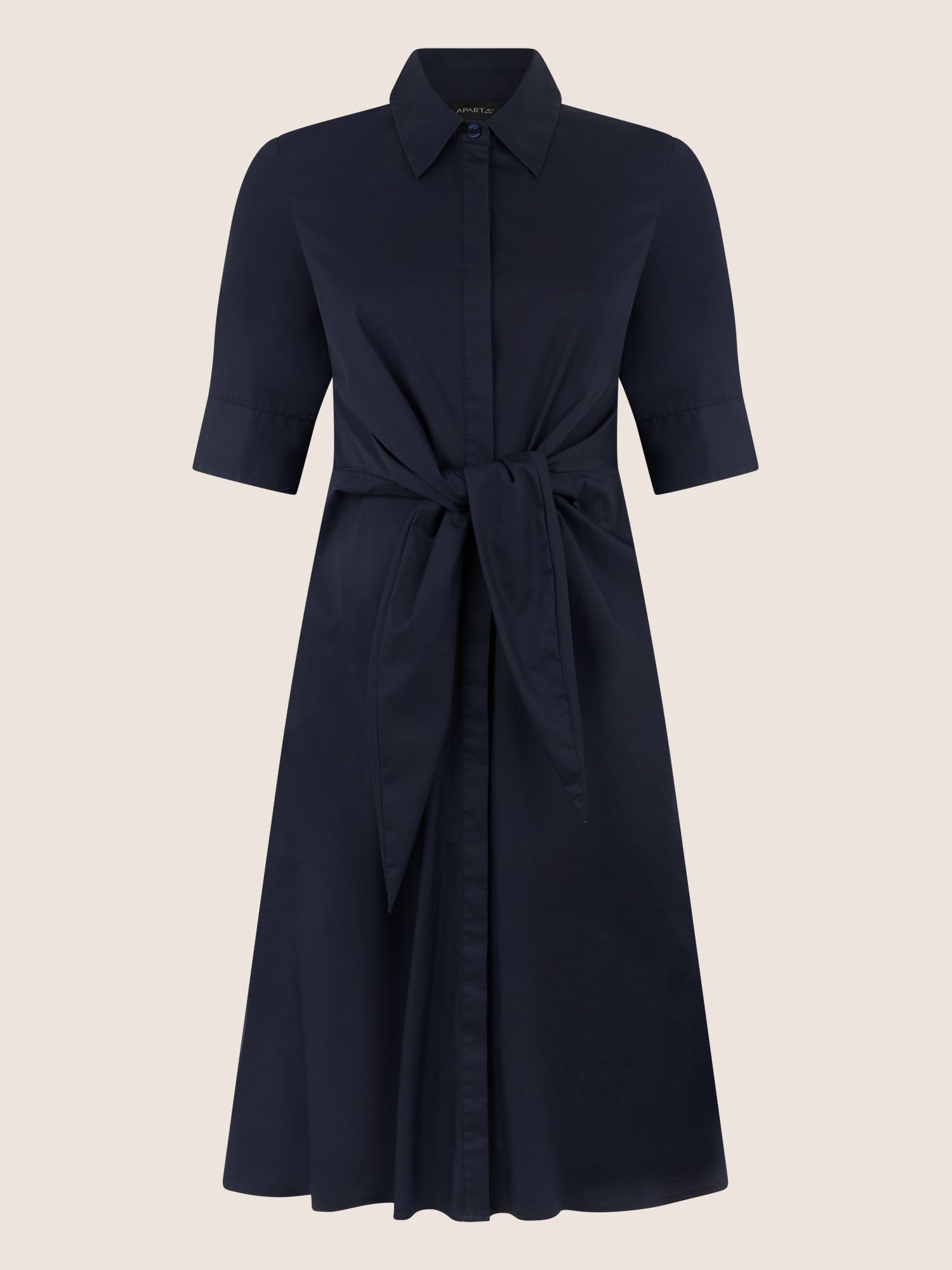 APART Kleid mit Bindegürtel und Hemdblusenkragen | nachtblau