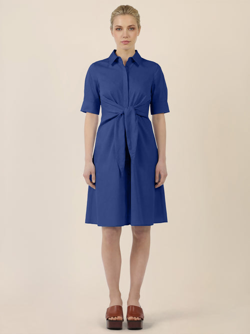 APART Kleid mit Bindegürtel und Hemdblusenkragen | royalblau image 1