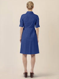 APART Kleid mit Bindegürtel und Hemdblusenkragen | royalblau
