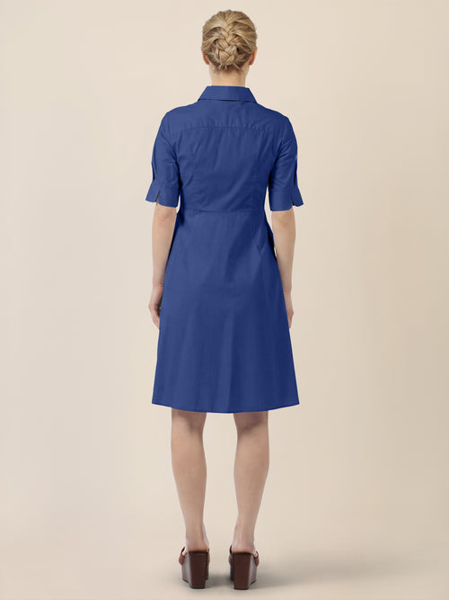 APART Kleid mit Bindegürtel und Hemdblusenkragen | royalblau image 1
