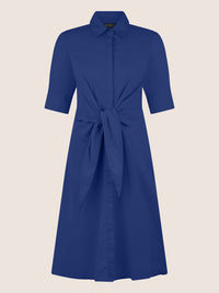 APART Kleid mit Bindegürtel und Hemdblusenkragen | royalblau