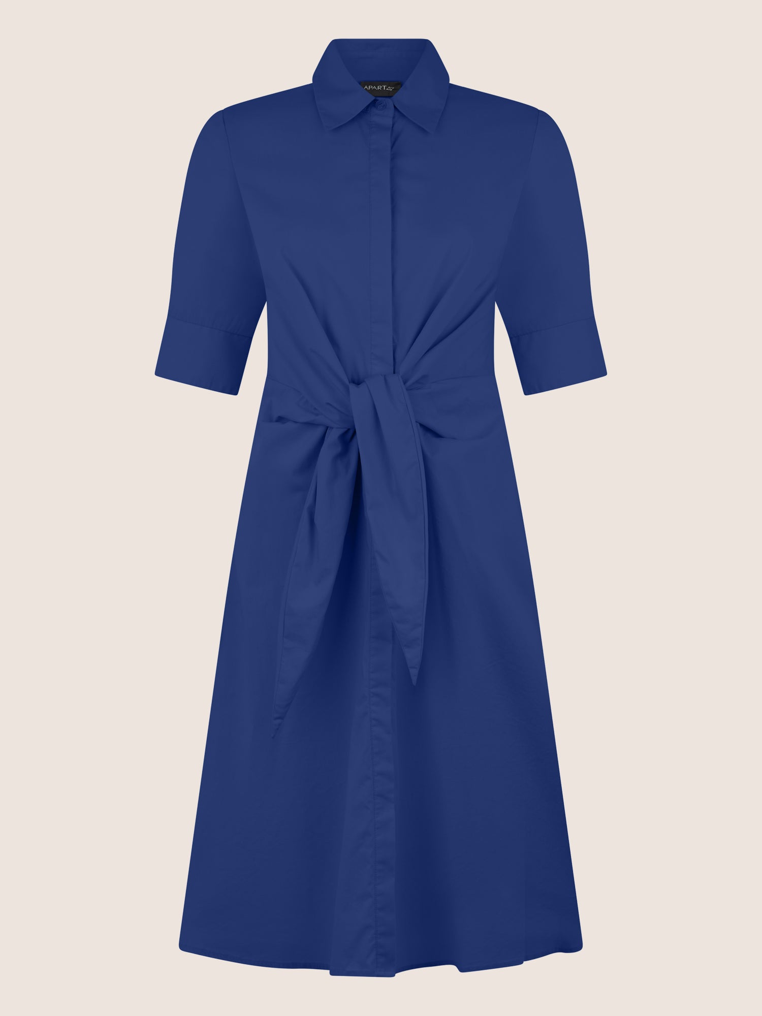 APART Kleid mit Bindegürtel und Hemdblusenkragen | royalblau