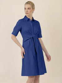 APART Kleid mit Bindegürtel und Hemdblusenkragen | royalblau