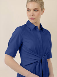 APART Kleid mit Bindegürtel und Hemdblusenkragen | royalblau