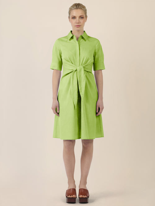 APART Kleid mit Bindegürtel und Hemdblusenkragen | apfelgrün image 1