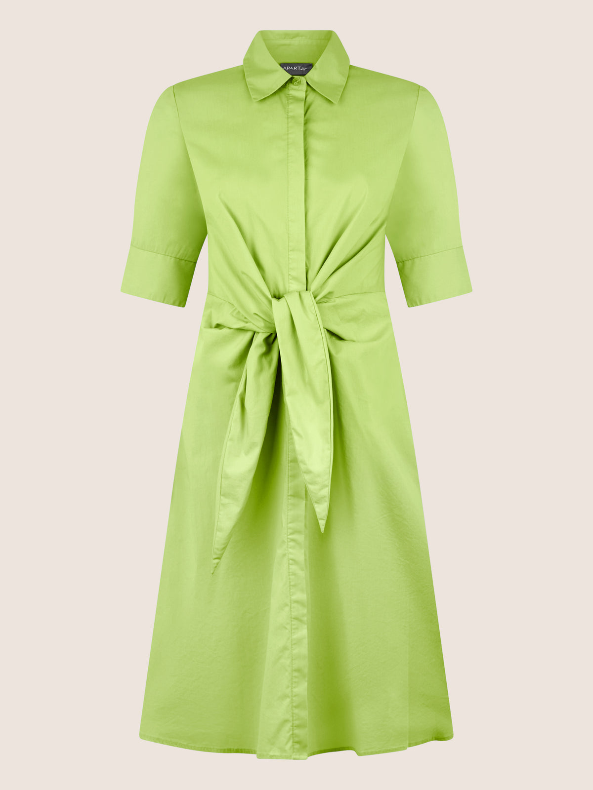 APART Kleid mit Bindegürtel und Hemdblusenkragen | apfelgrün